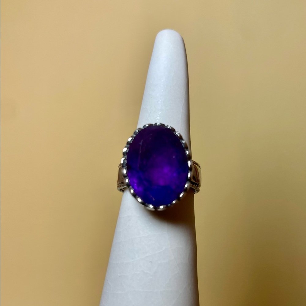 New! Vitreous Luster Amethyst Gemstone Sterling Silver Ring Retail $88